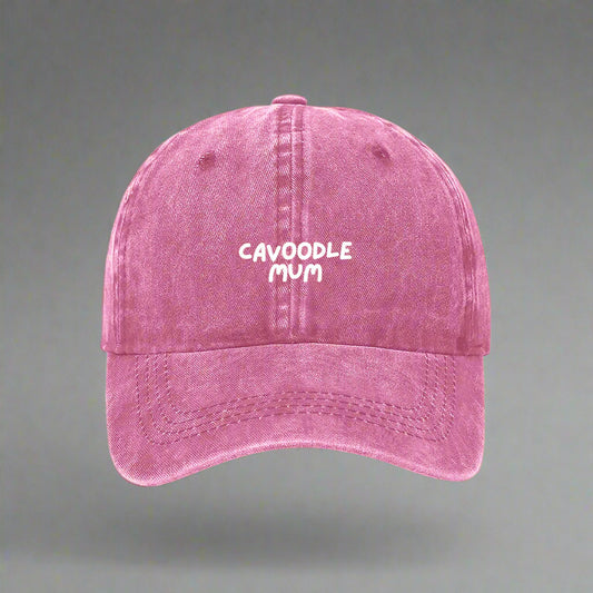 Cavoodle dog mum embroidered hat in pink
