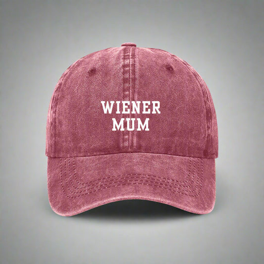 Wiener Mum embroidered hat red