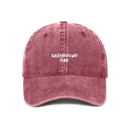 Maroon cap with GREYHOUND DAD embroidered in white on front