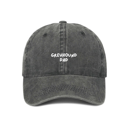 Grey cap with GREYHOUND DAD embroidered in white on front
