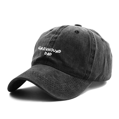 Grey cap with GREYHOUND DAD embroidered in white on front