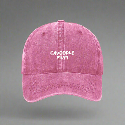 Cavoodle dog mum embroidered hat in pink