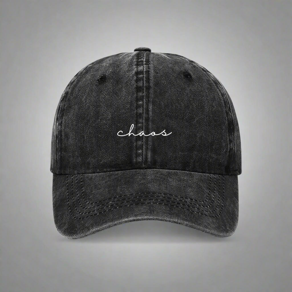 Chaos embroidered cap in black