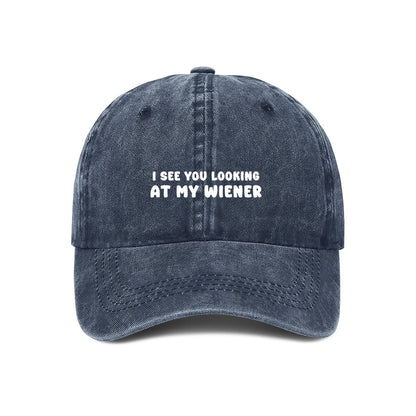 Navy Dachshund dog owner embroidered cap. I see you looking at my wiener