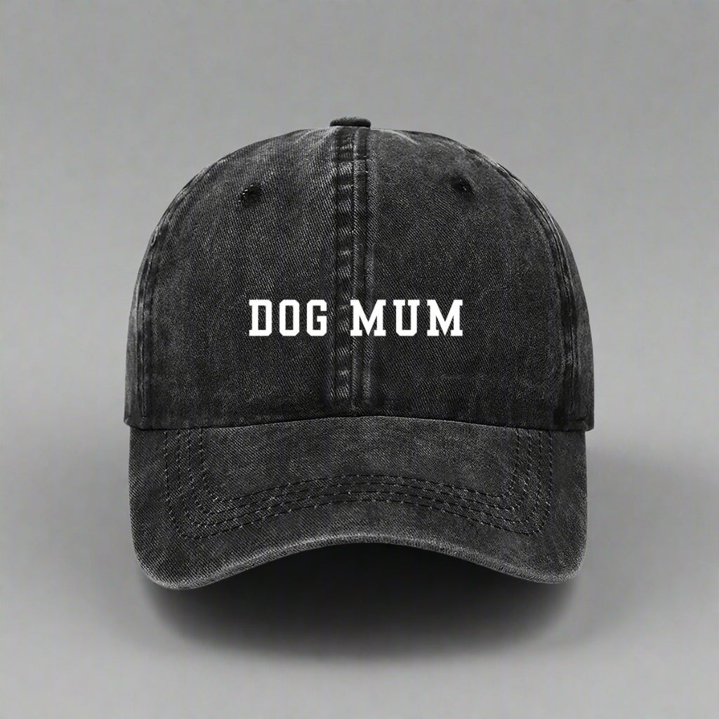 Dog Mum embroidered hat in black