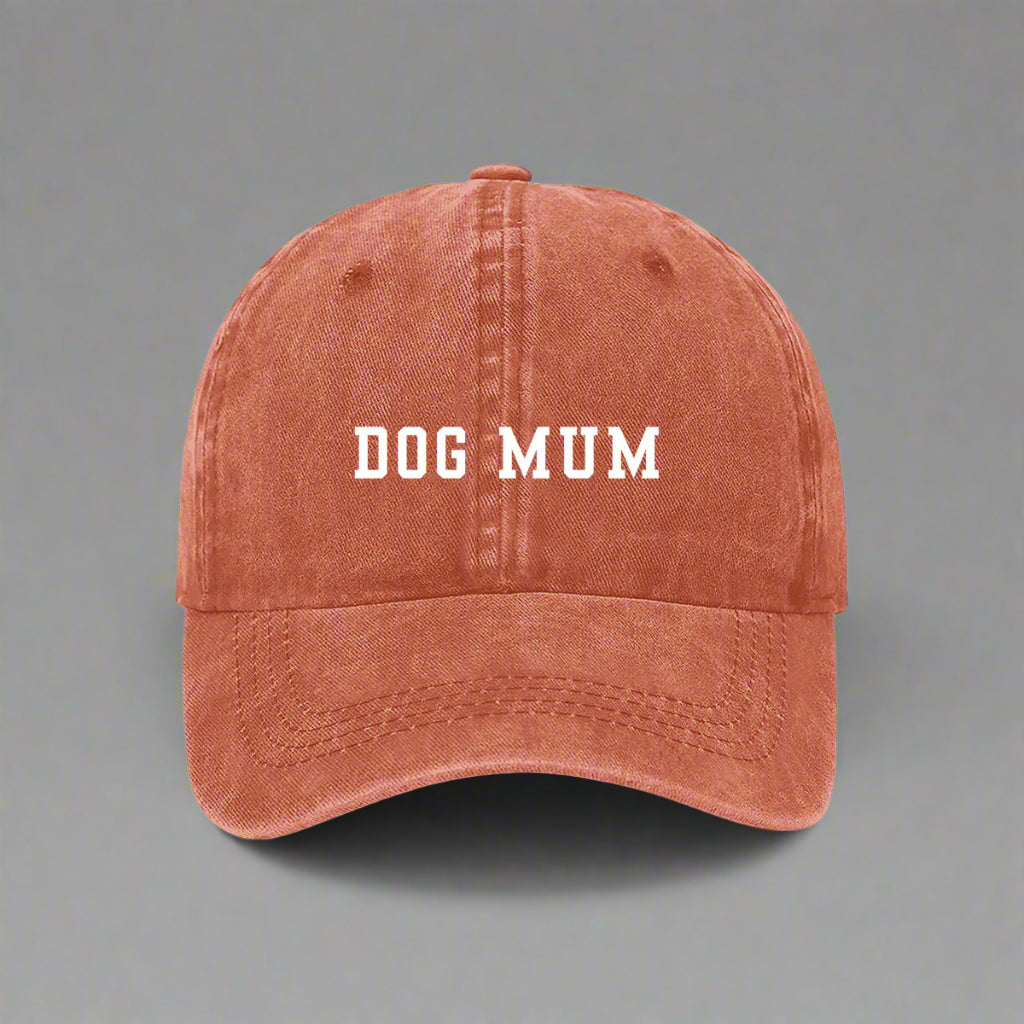 Dog Mum embroidered hat in orange