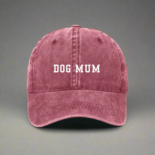 Dog Mum embroidered hat in red