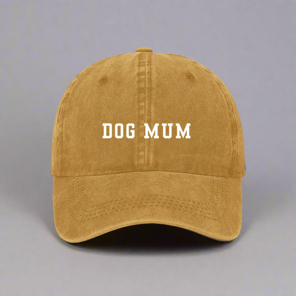 Dog Mum embroidered hat in yellow