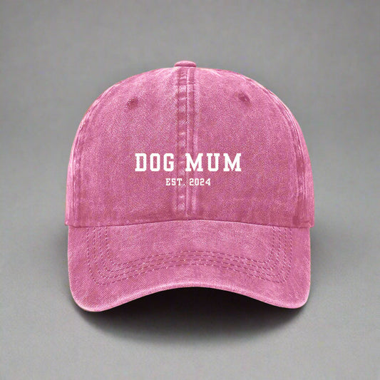 Dog Mum est 2024 Embroidered Cap in pink