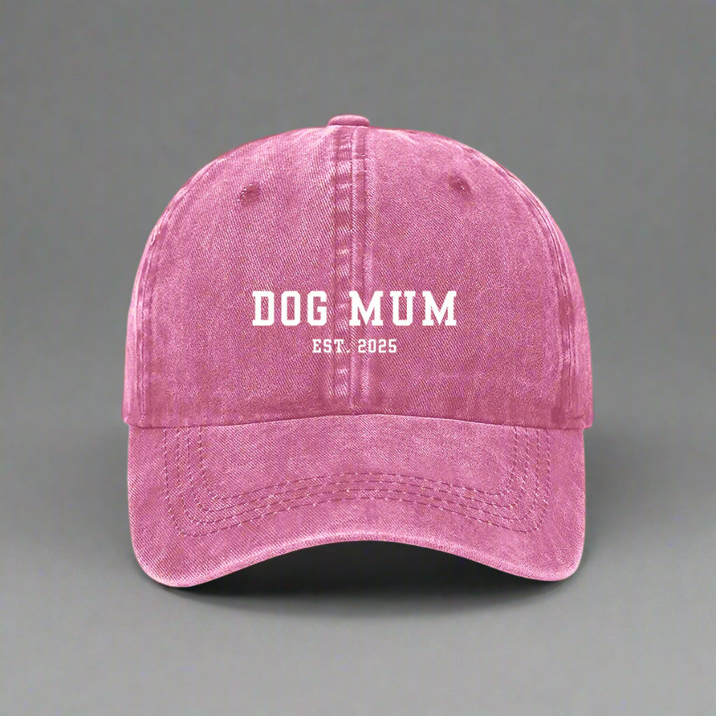Dog mum est. 2025 embroidered cap in pink