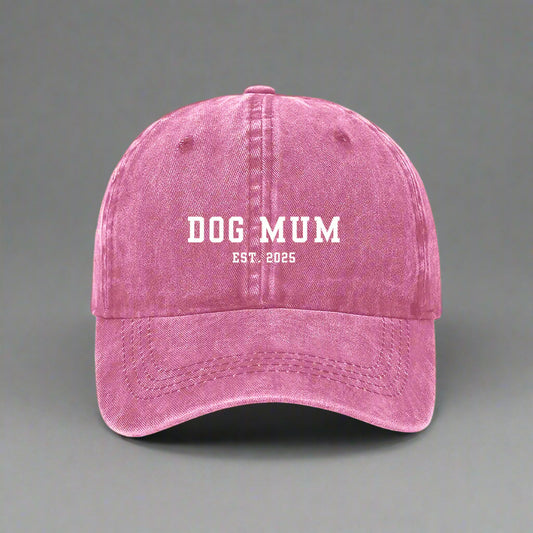Dog mum est. 2025 embroidered cap in pink
