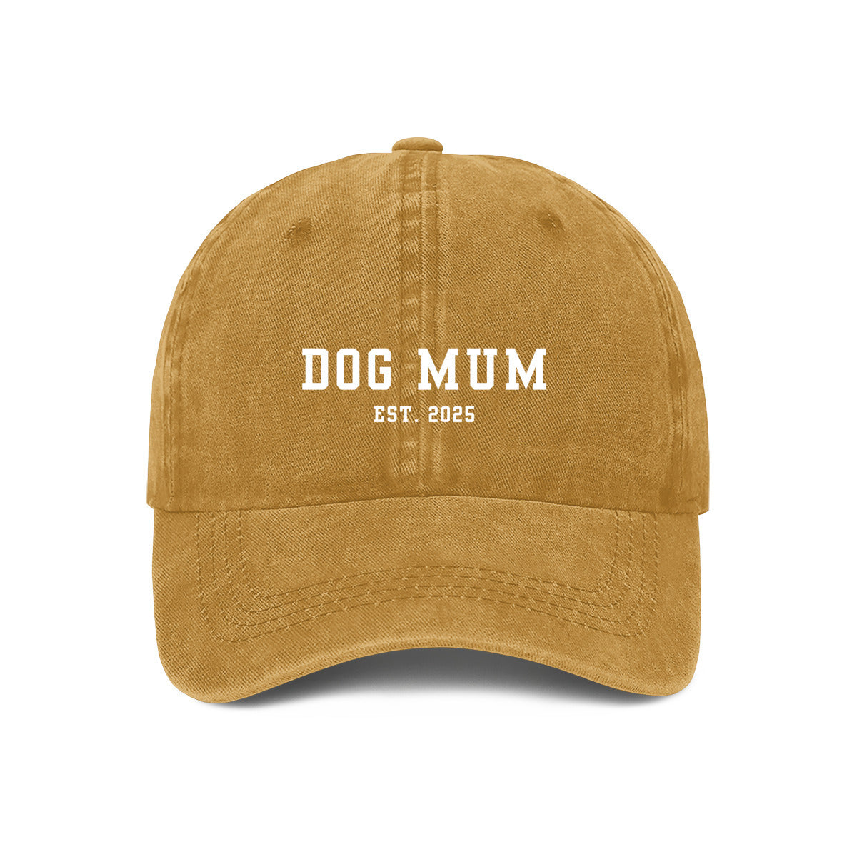 Dog mum est. 2025 embroidered cap in yellow