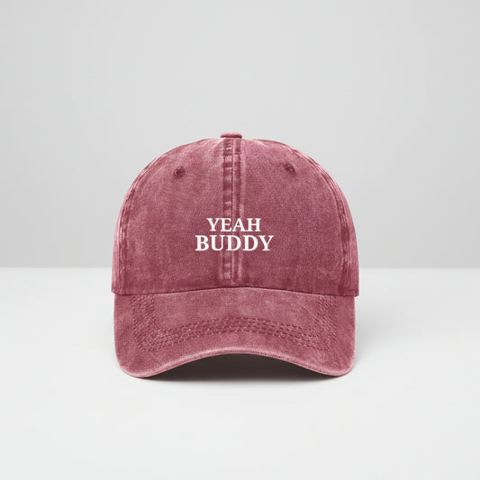 Maroon Funny gym cap embroidered yeah buddy in white