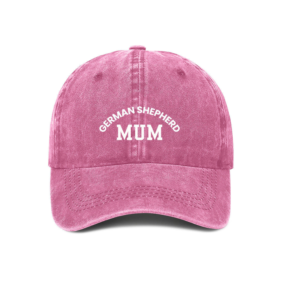Best gift ideas. Pink denim look cap with embroidered text "German Shepherd Mum"