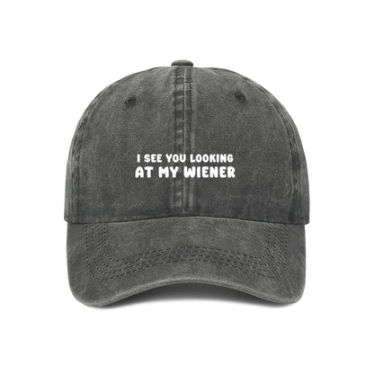 Grey Dachshund dog owner embroidered cap. I see you looking at my wiener
