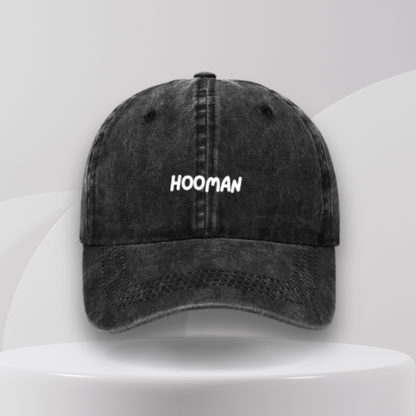 black cap embroidered 'hooman' in white text. a great gift idea for mums and dog mums in australia