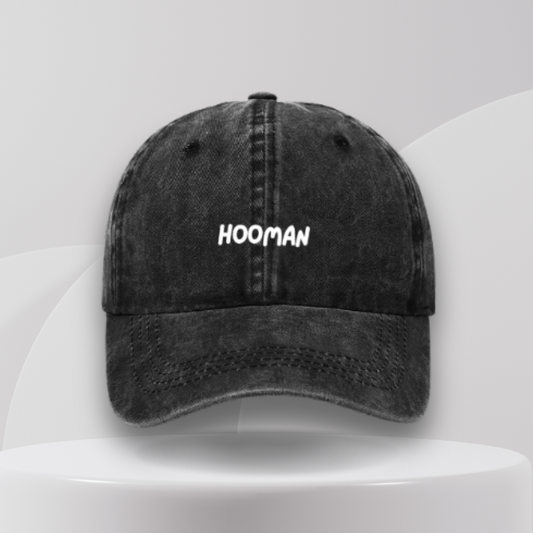 black cap embroidered 'hooman' in white text. a great gift idea for mums and dog mums in australia