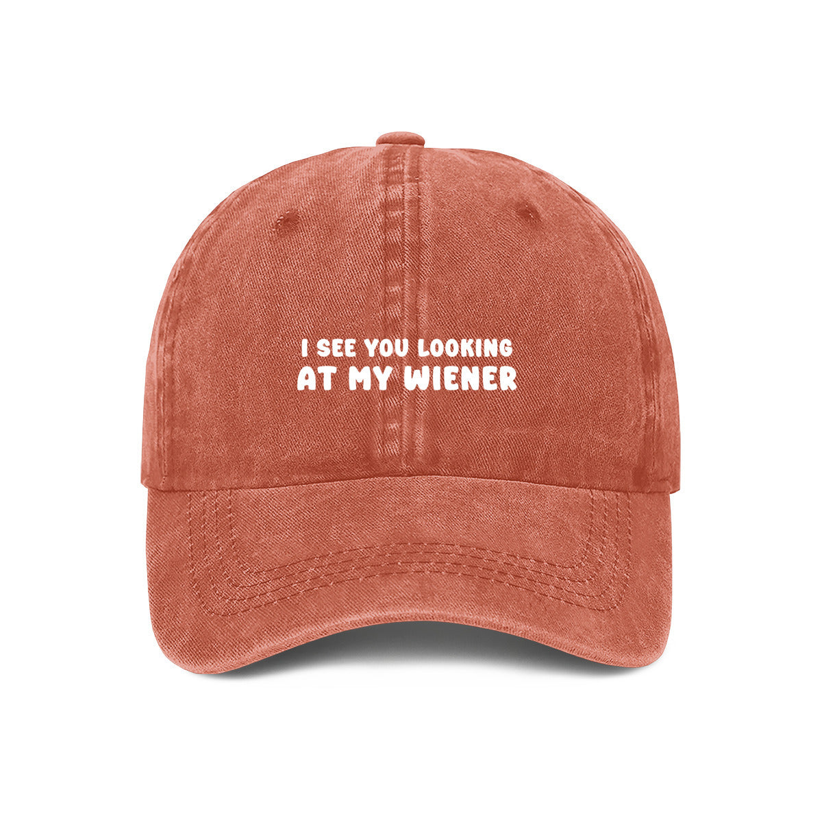 Orange Dachshund dog owner embroidered cap. I see you looking at my wiener