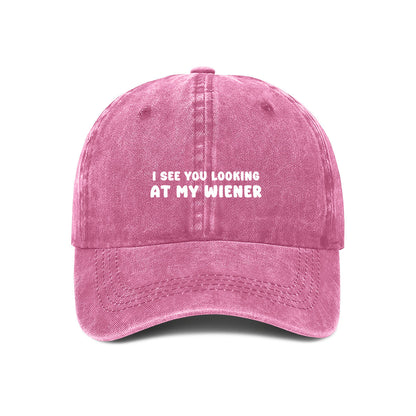 Pink Dachshund dog owner embroidered cap. I see you looking at my wiener