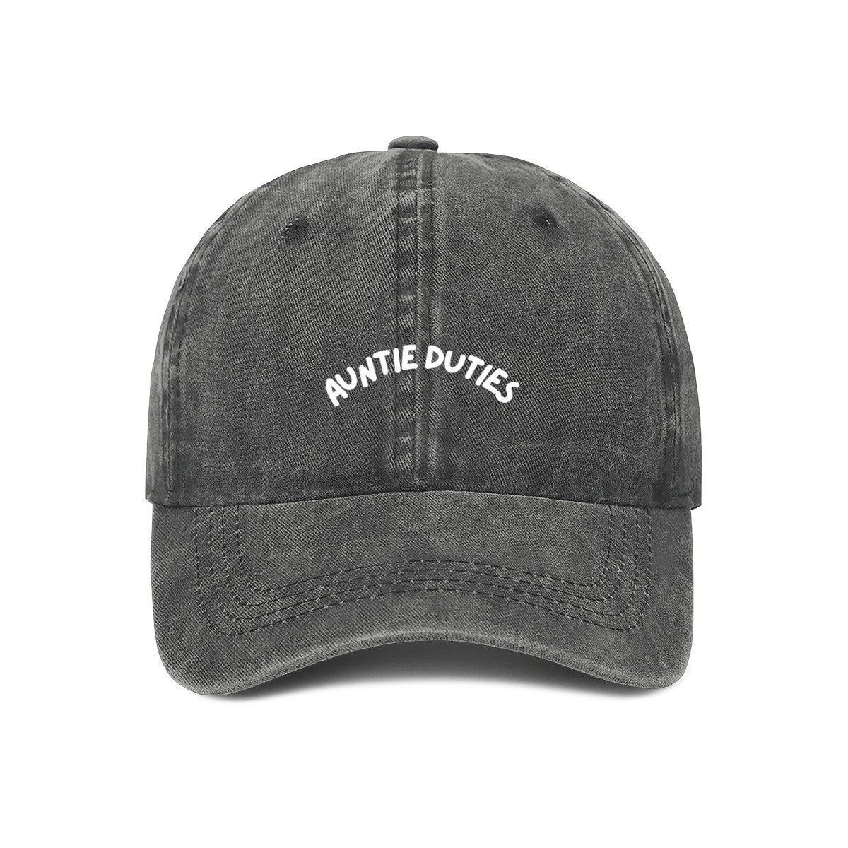 auntie duties embroidered cap grey