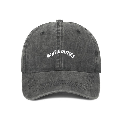 auntie duties embroidered cap grey
