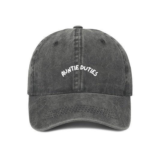auntie duties embroidered cap grey