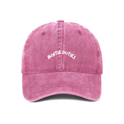 auntie duties embroidered cap pink