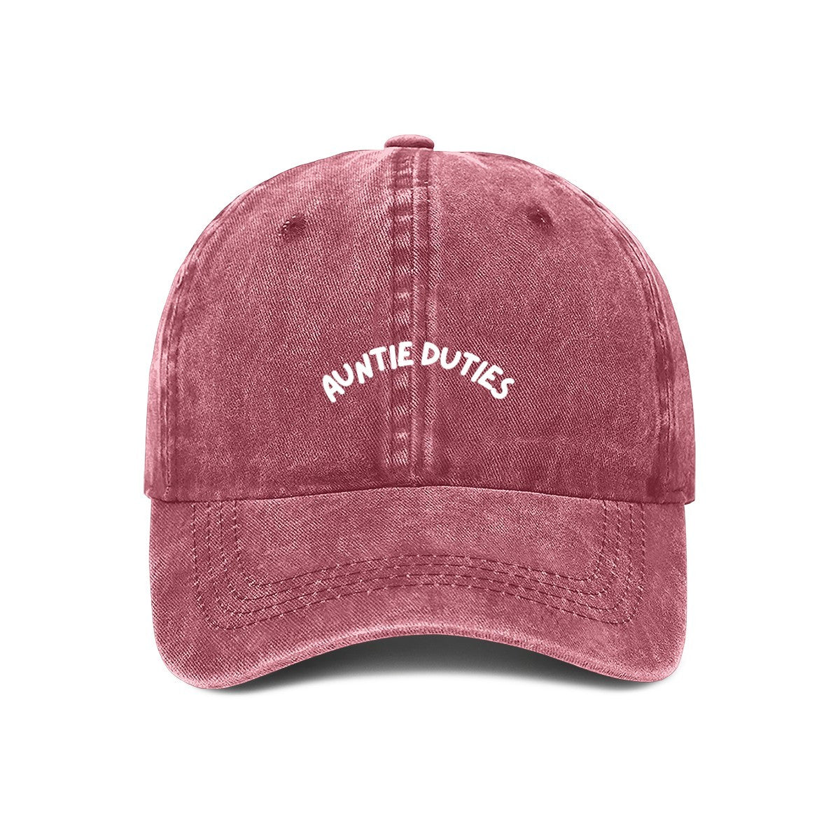 auntie duties embroidered cap red
