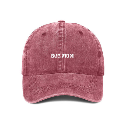 boy mum embroidered cap red