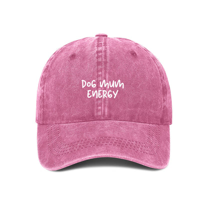dog mum energy embroidered cap pink