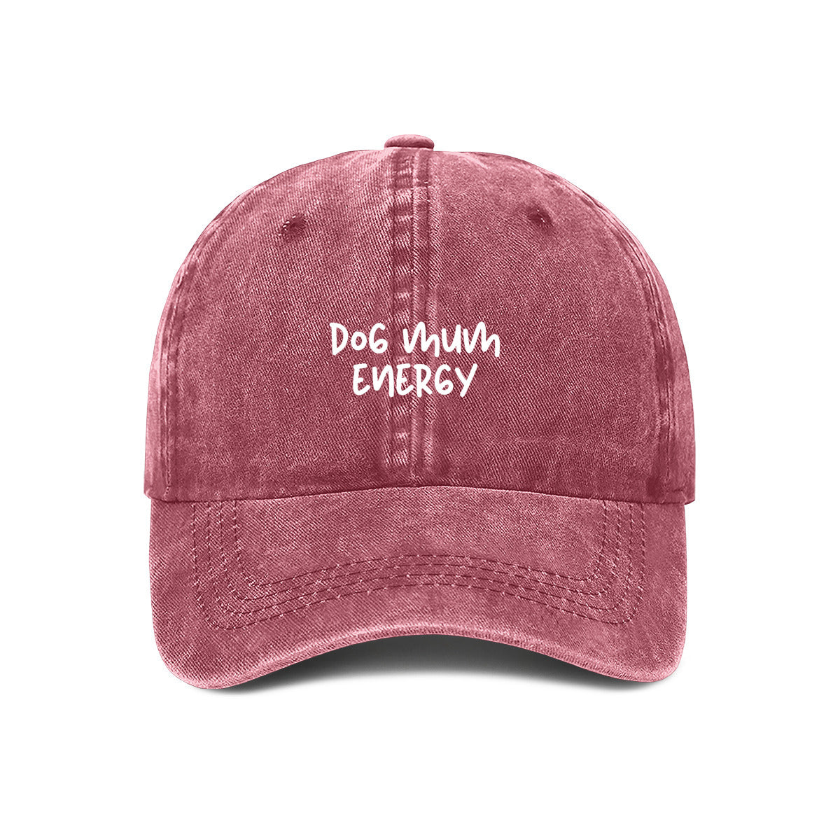 dog mum energy embroidered cap wine red