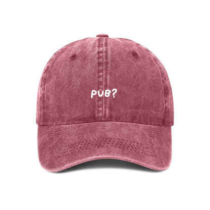 embroidered pub cap in red