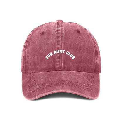 fun aunt club embroidered cap red