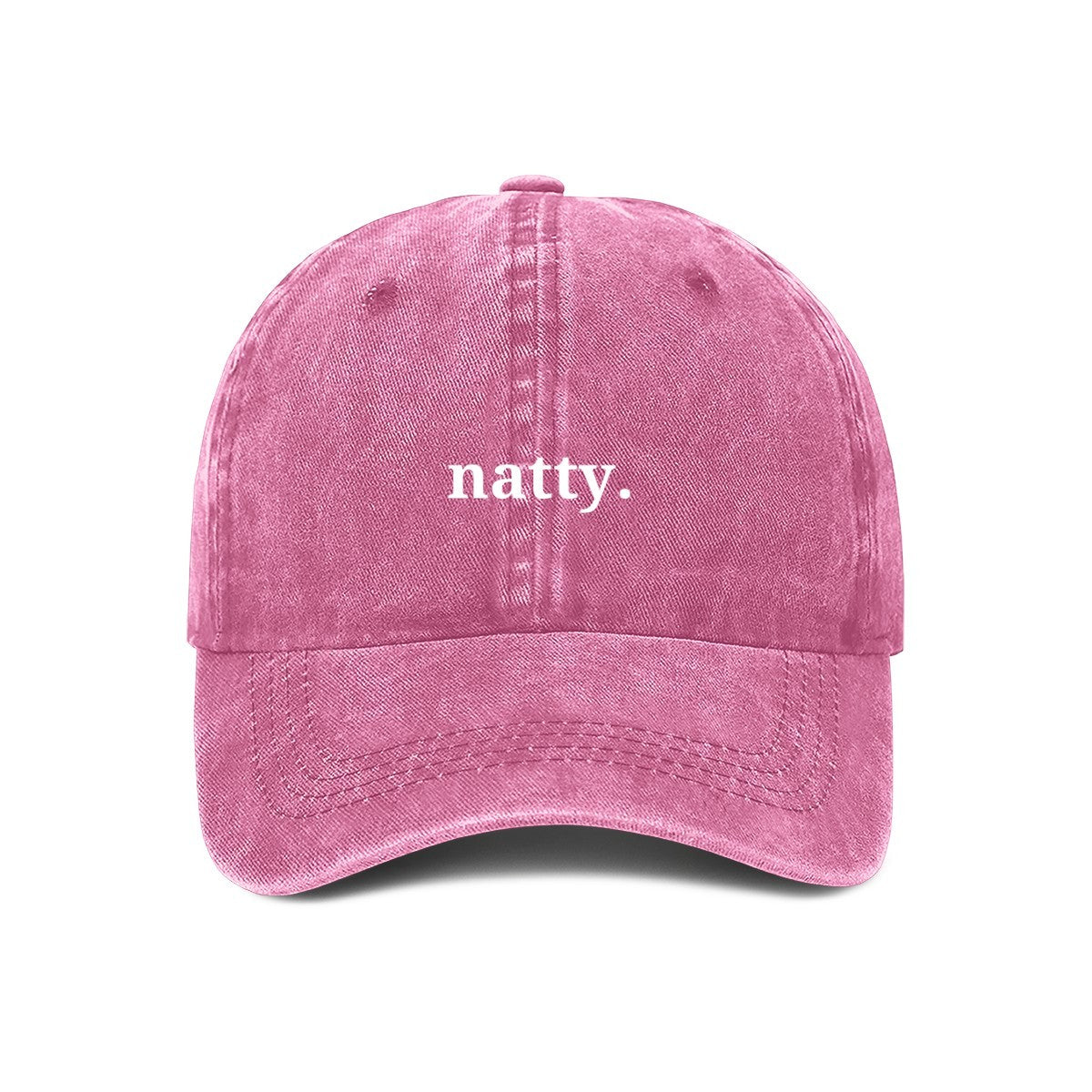 Natty embroidered on a pink cap