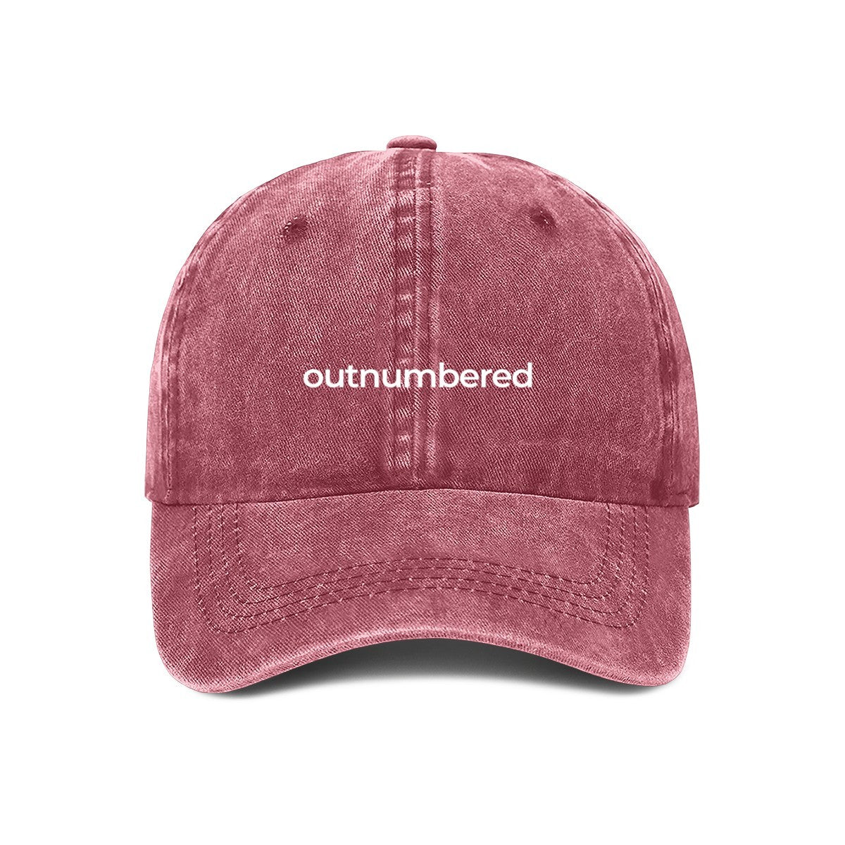 outnumbered embroidered cap red