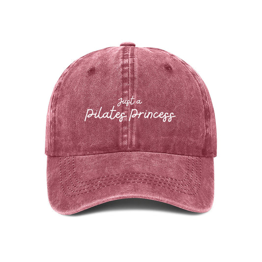 pilates princess embroidered cap in wine red