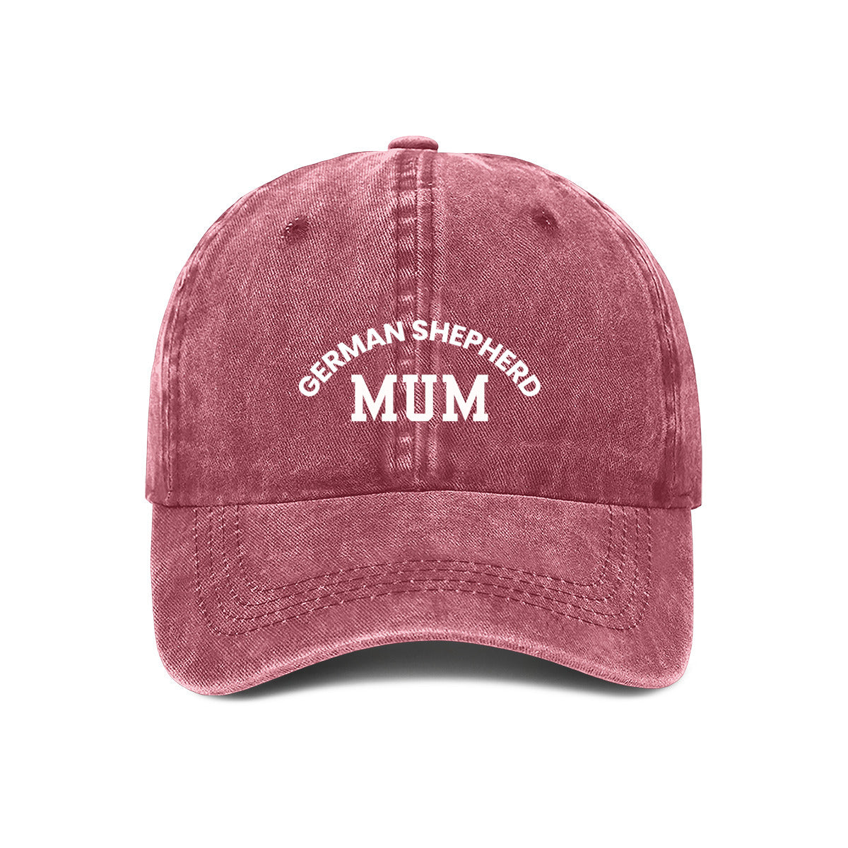 Best gift ideas. Wine red denim look cap with embroidered text "German Shepherd Mum"