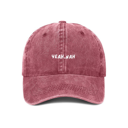 yeah,nah embroidered cap in red